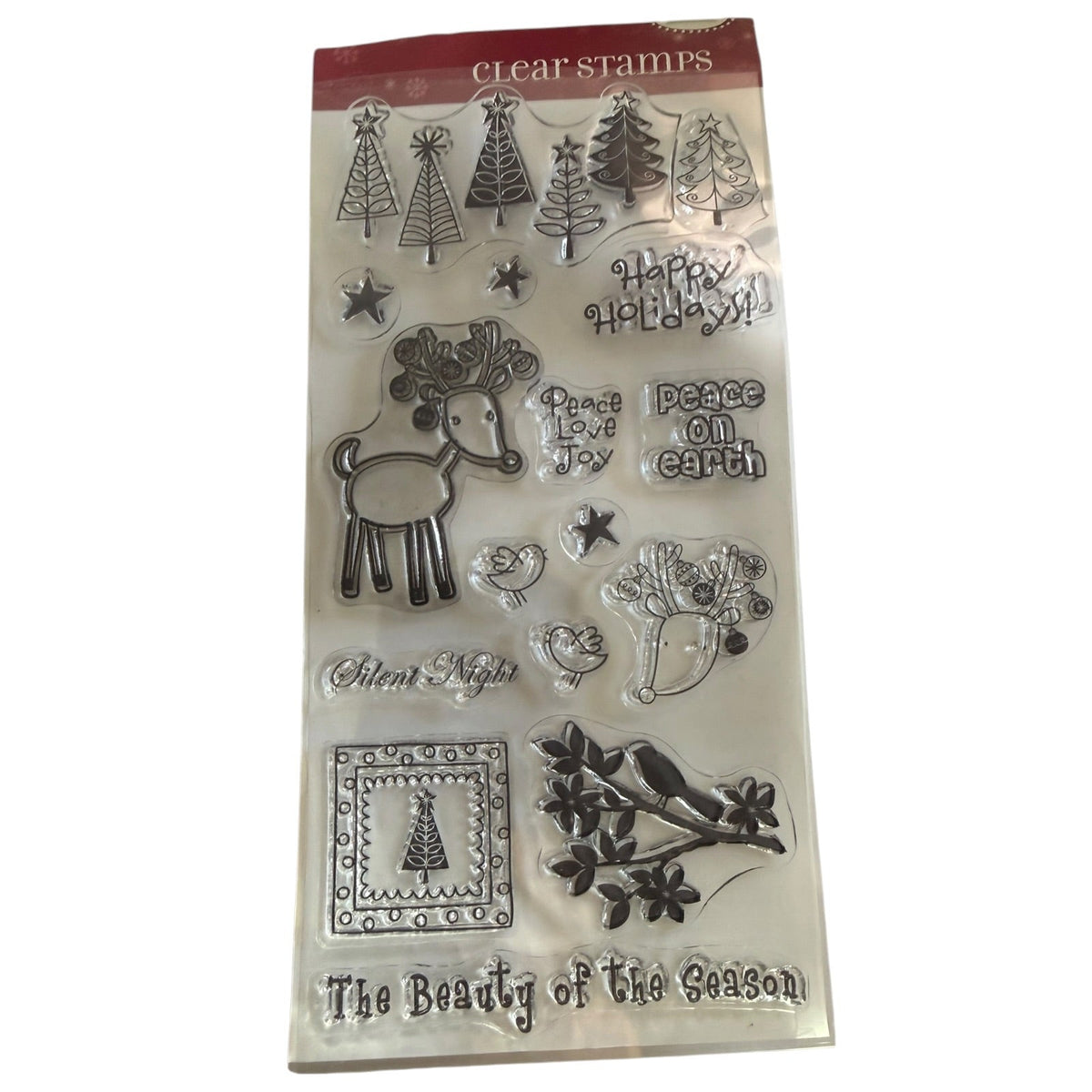 Hampton Art Seasonal Beauty Christmas Holiday SC0126 Slap Cling Rubber Stamps