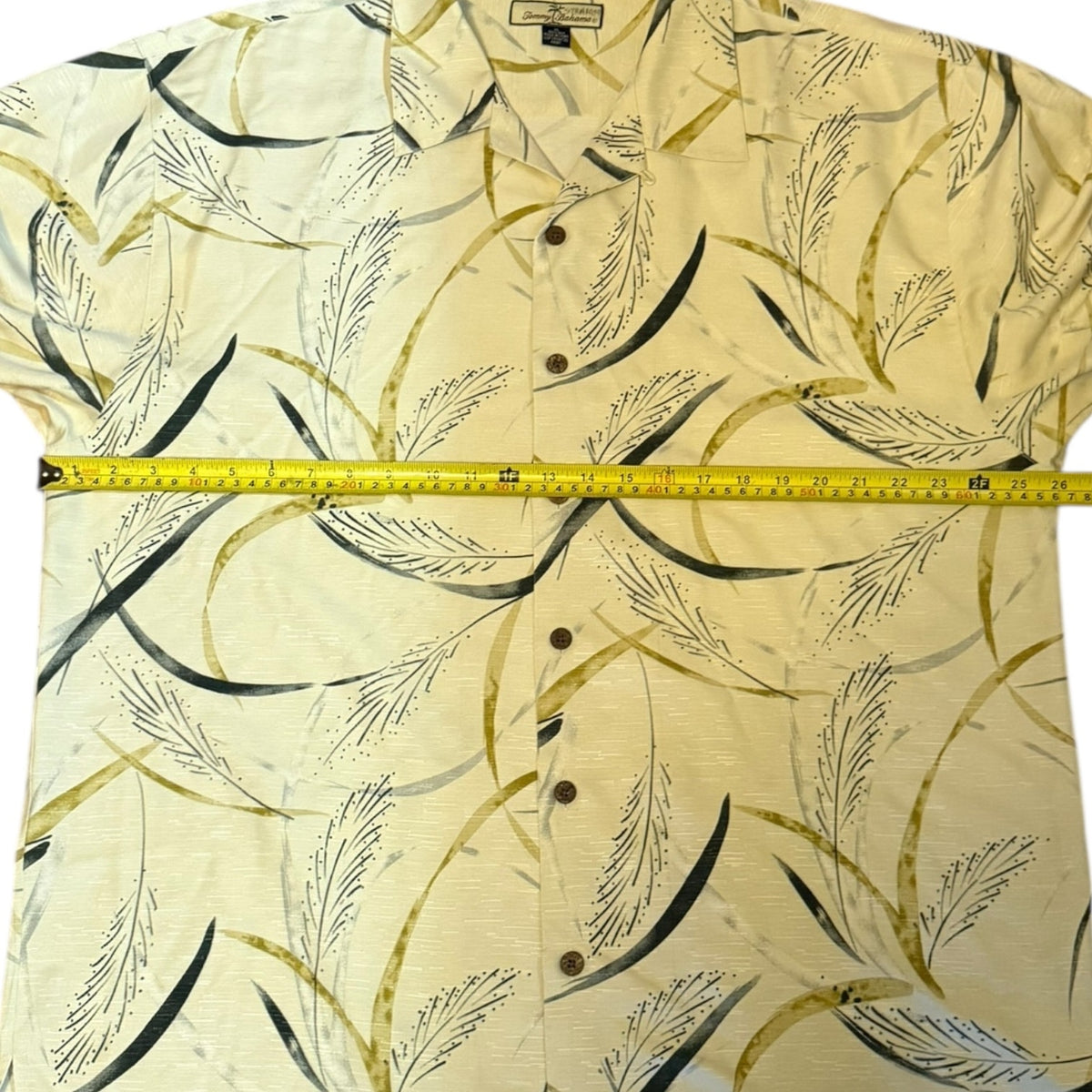 Tommy Bahama Silk Hawaiian Fond Leaf Button Front Shirt XL