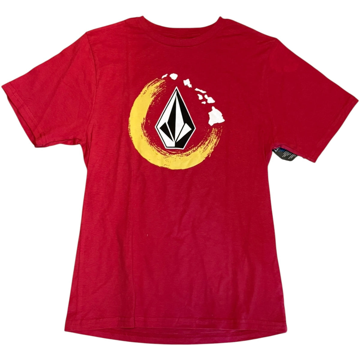Volcom Hawaii Boys Red Short Sleeve Cotton Shirt Size Large