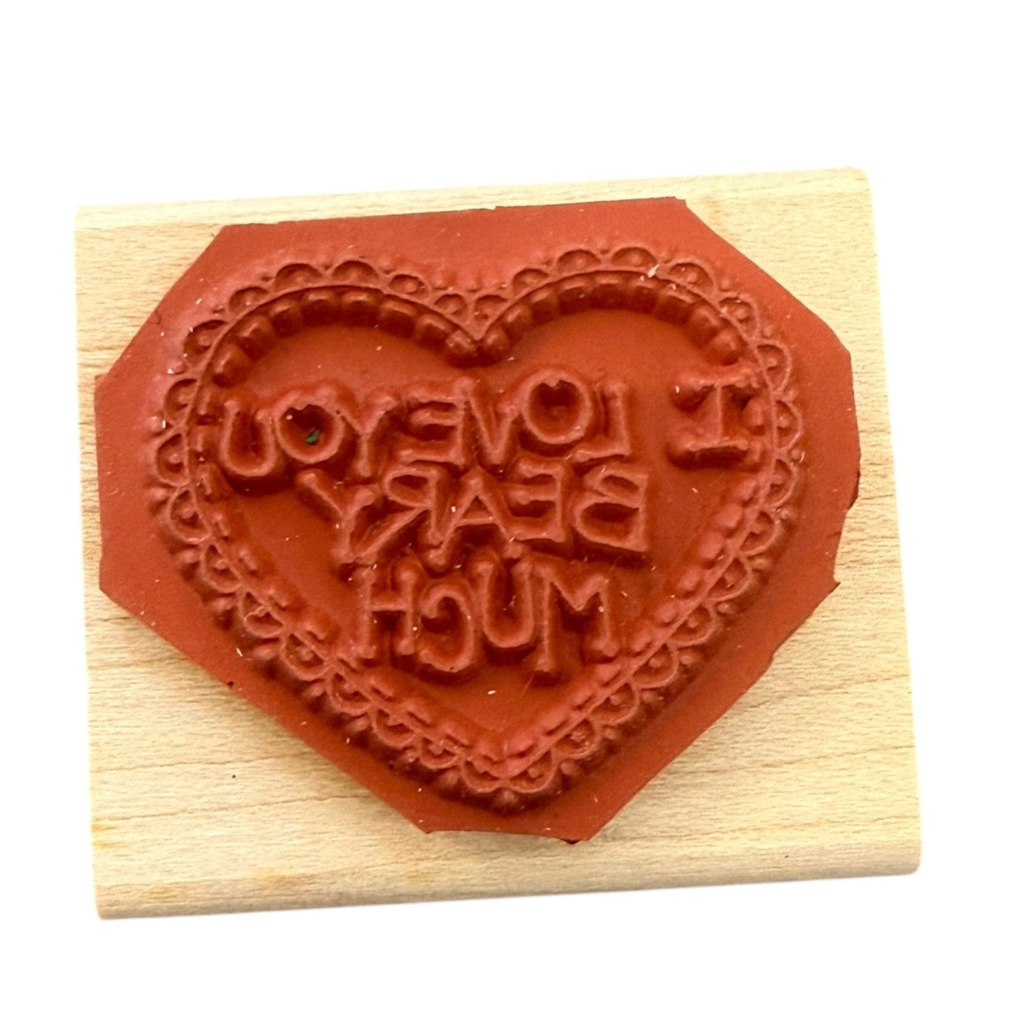 Stampin Up! I Love You Beary Much Heart 1995 Rubber Stamp