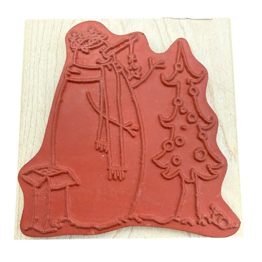 Whipper Snapper Designs Trim The Tree Snowman MZ101 Rubber Stamp