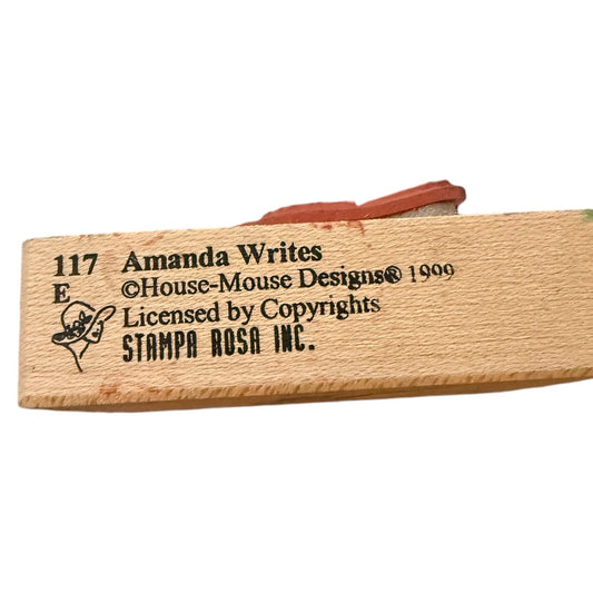Stampa Rosa Amanda Writes House Mouse 117E Vintage 1999 Rubber Stamp