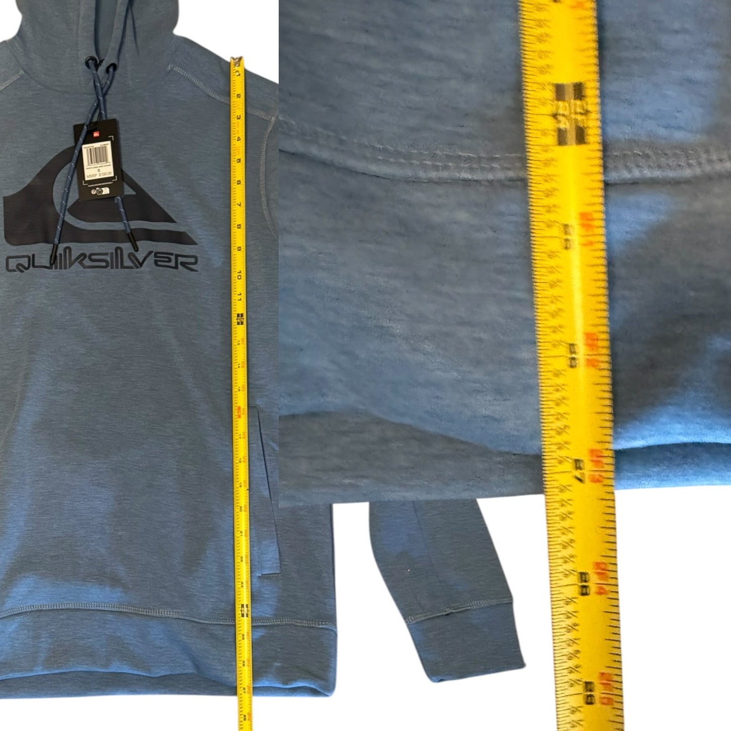 Quiksilver Prints Gridliner Mens Blue $100 Retail Long Sleeve Hoodie Size Small