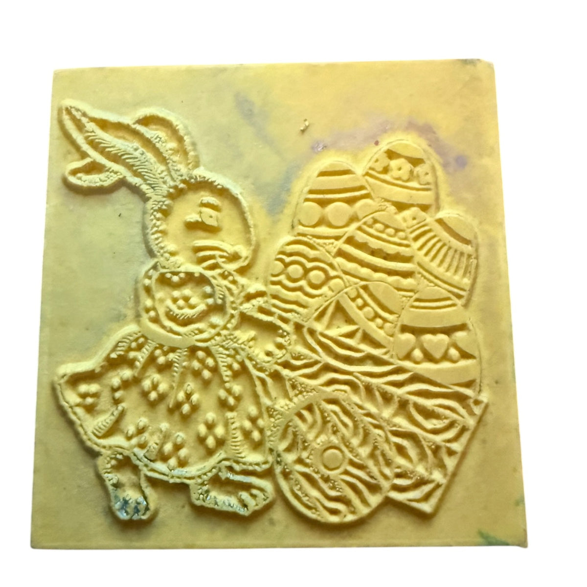 Easter Bunny With Barrel Full Of Easter Eggs Unbranded Wooden Rubber Stamp