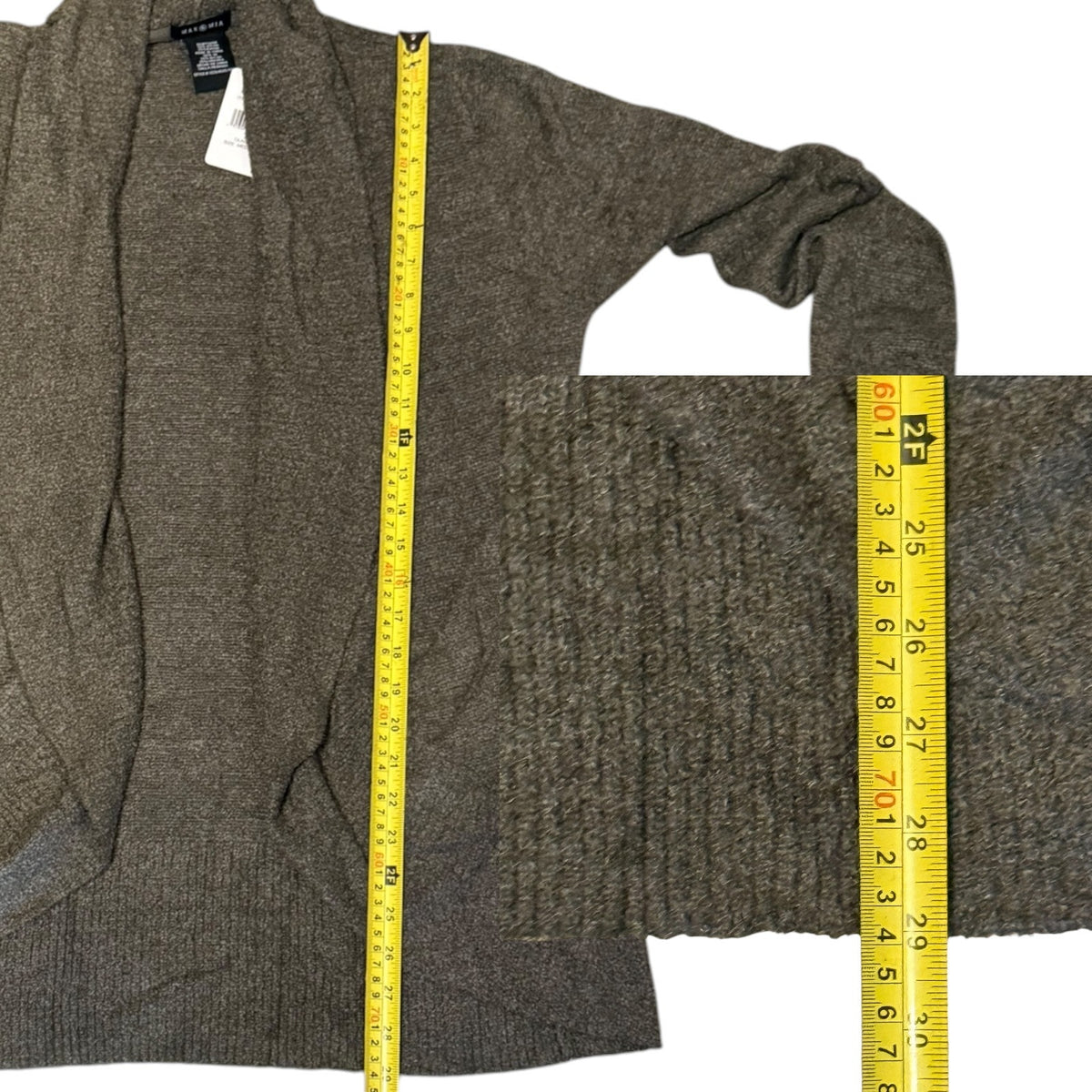 Max & Mia Olive Green Draped Front Cardigan Sweater Size Medium