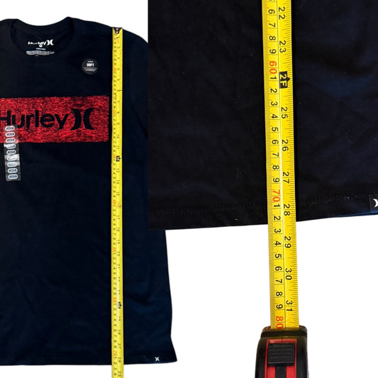Hurley Black Cotton With Red Graphic Tee T Shirt Size Medium