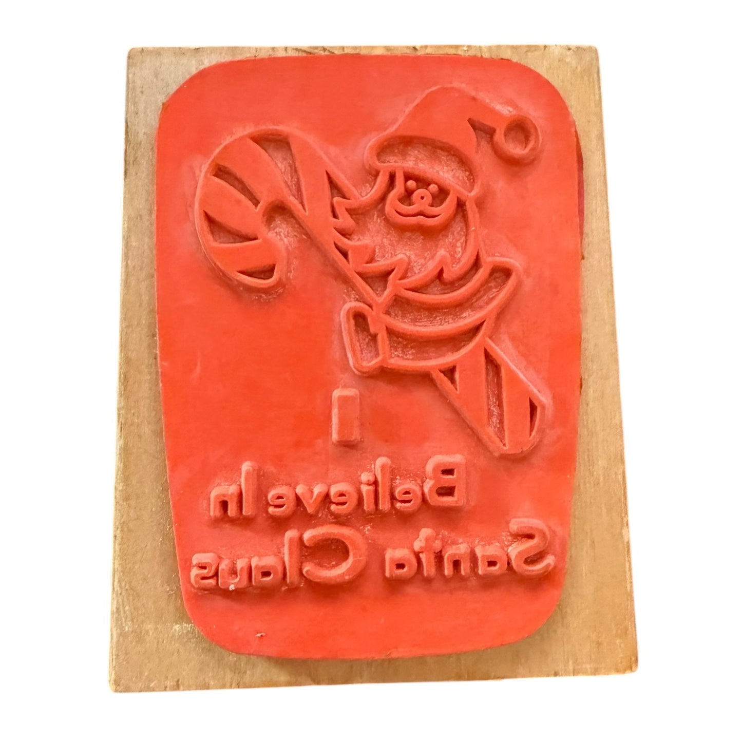 I Believe In Santa Claus Christmas Candy Cane Rubber Stamp Crafting