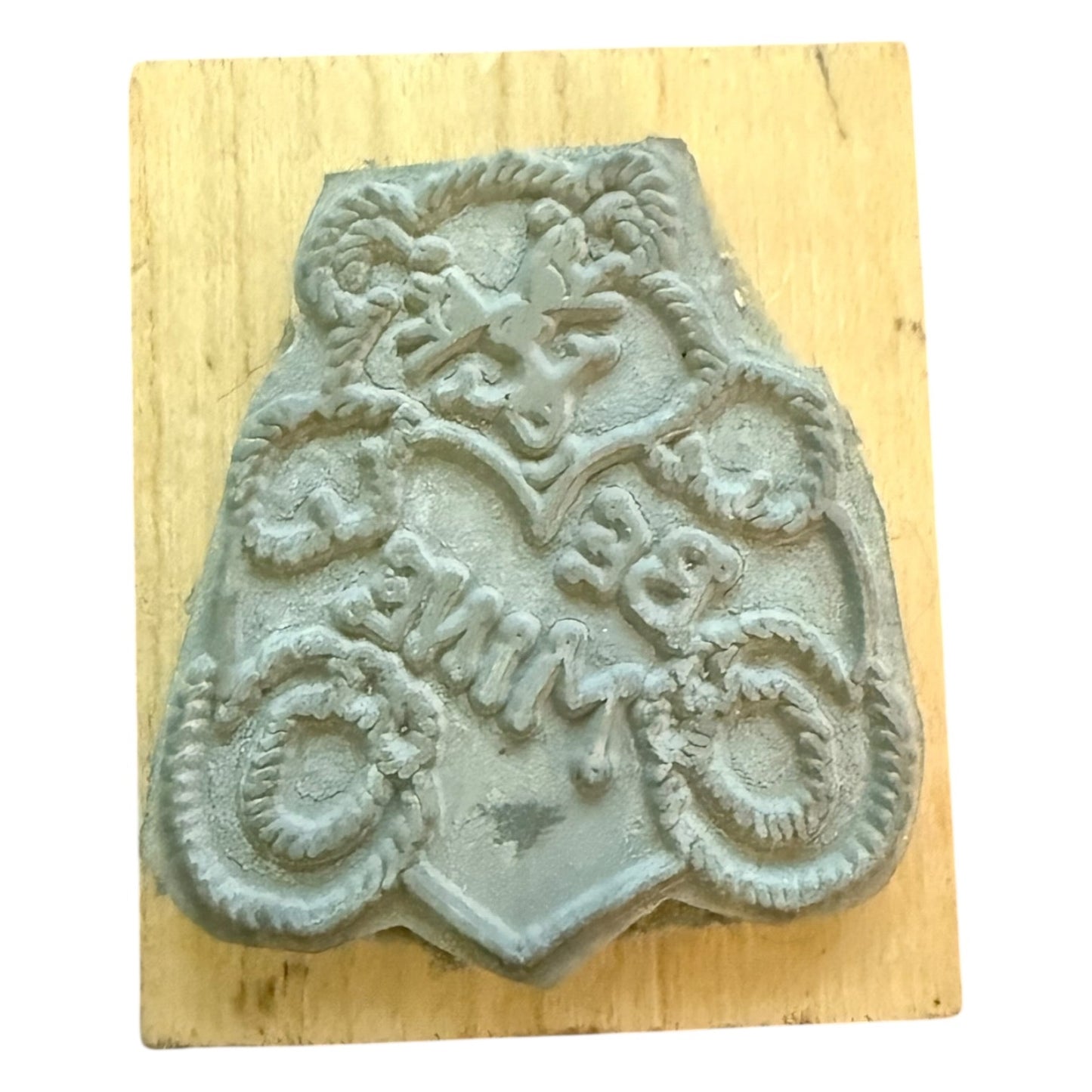 Bear rubber stamp design on a wooden block