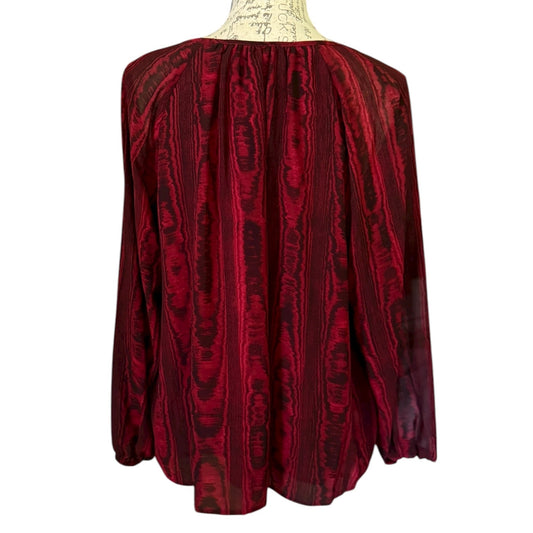 Michael Kors Red Long Sleeve Peasant Blouse Shirt Size Small