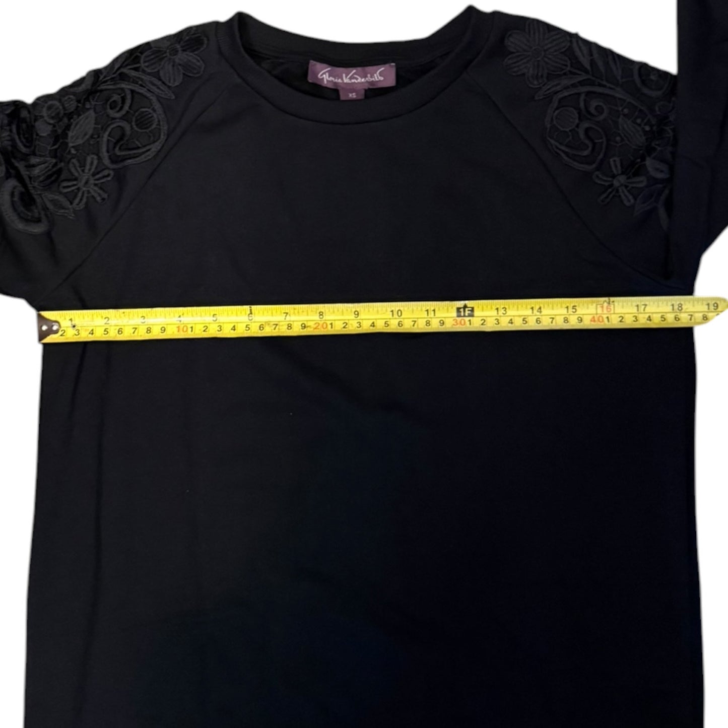 Gloria Vanderbilt Black Lace Sweatshirt Size Extra Small