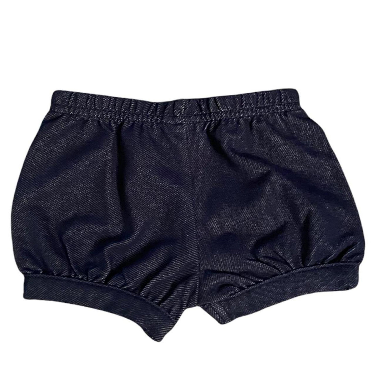A pair of blue bloomers with an elastic waistband and leg cuffs, shown flat against a plain white background.
