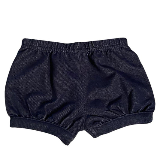 A pair of blue bloomers with an elastic waistband and leg cuffs, shown flat against a plain white background.