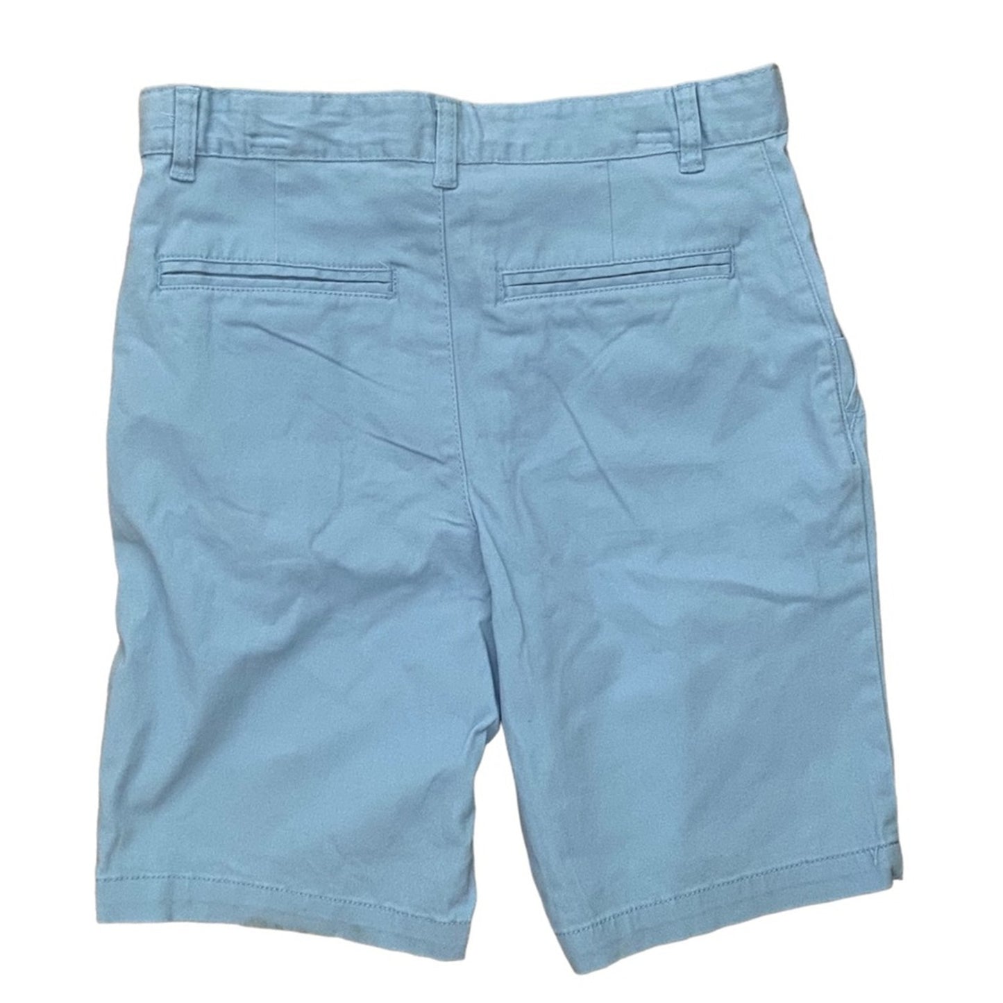 Back of Light blue shorts on a white background