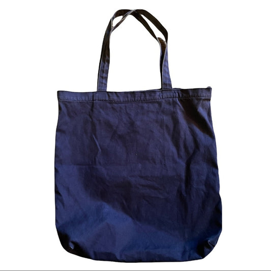 Back of Blue tote bag on a white background