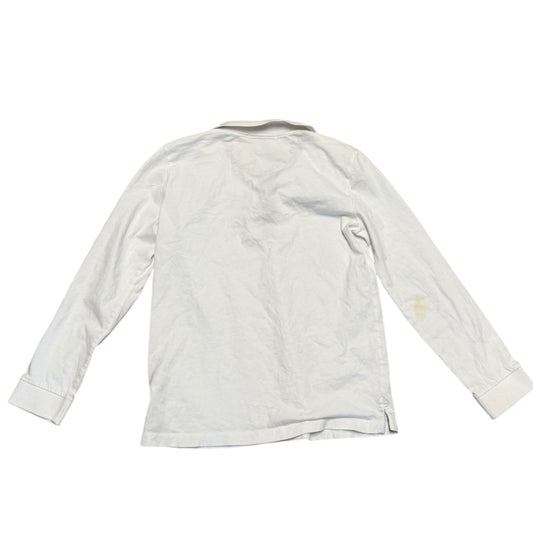 Back of White shirt with long sleeves on a white background