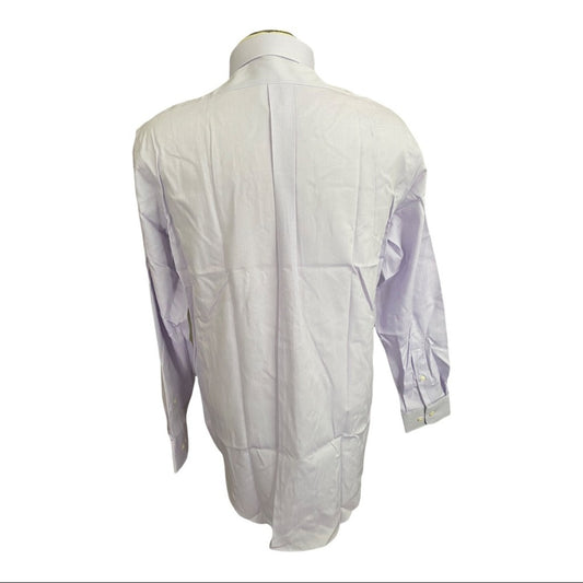 A light lavender long-sleeve dress shirt shown from the back on a mannequin torso against a plain white background.