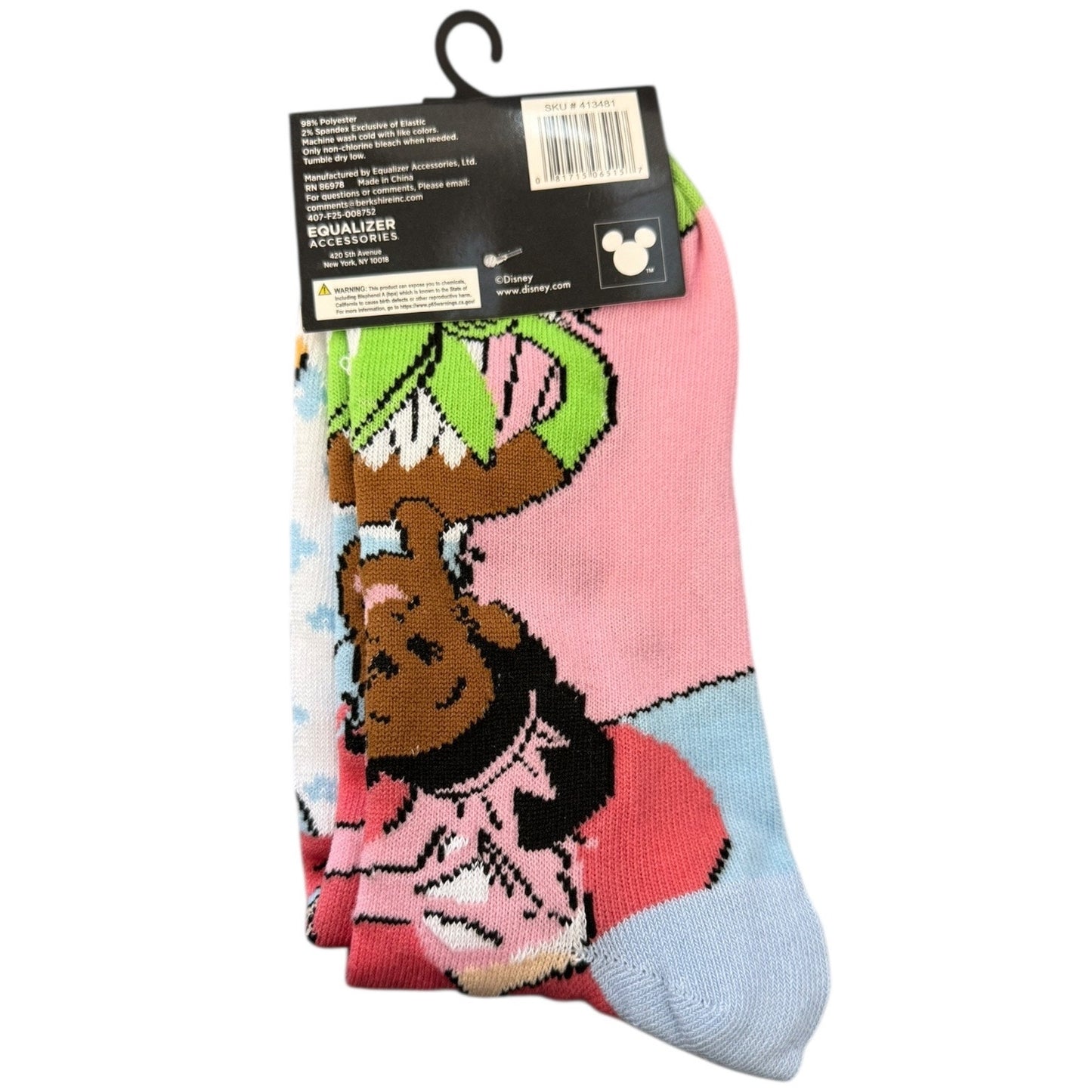 Colorful socks with Disney Princess design on a white background