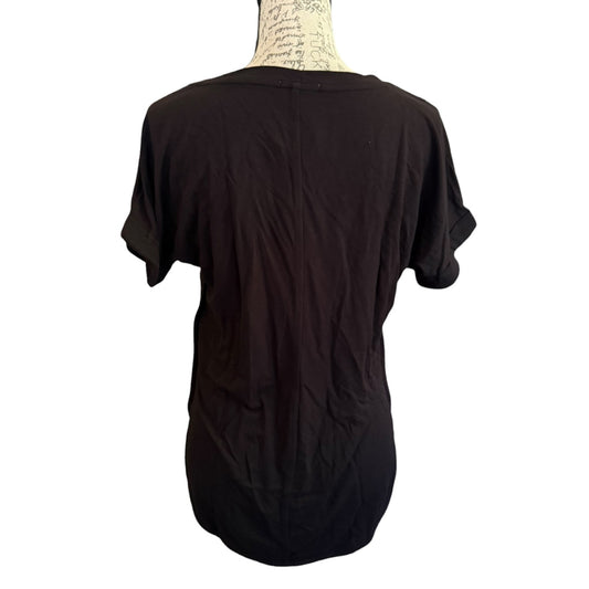 Matty M Black French Terry Rolled Cuff Short Sleeve Tee Shirt Size XS