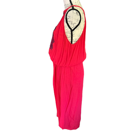 Red dress side view on a white background