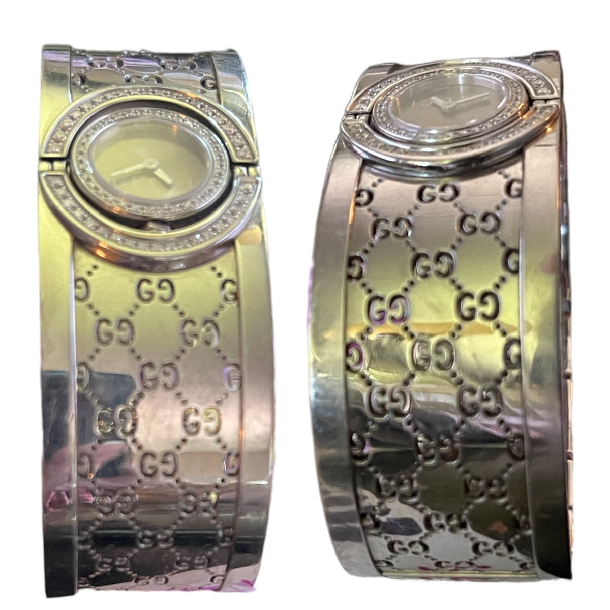 Gucci 23mm Stain Steel Diamond Twirl Bangle Watch in good condition. s-l1200.jpg main image 3