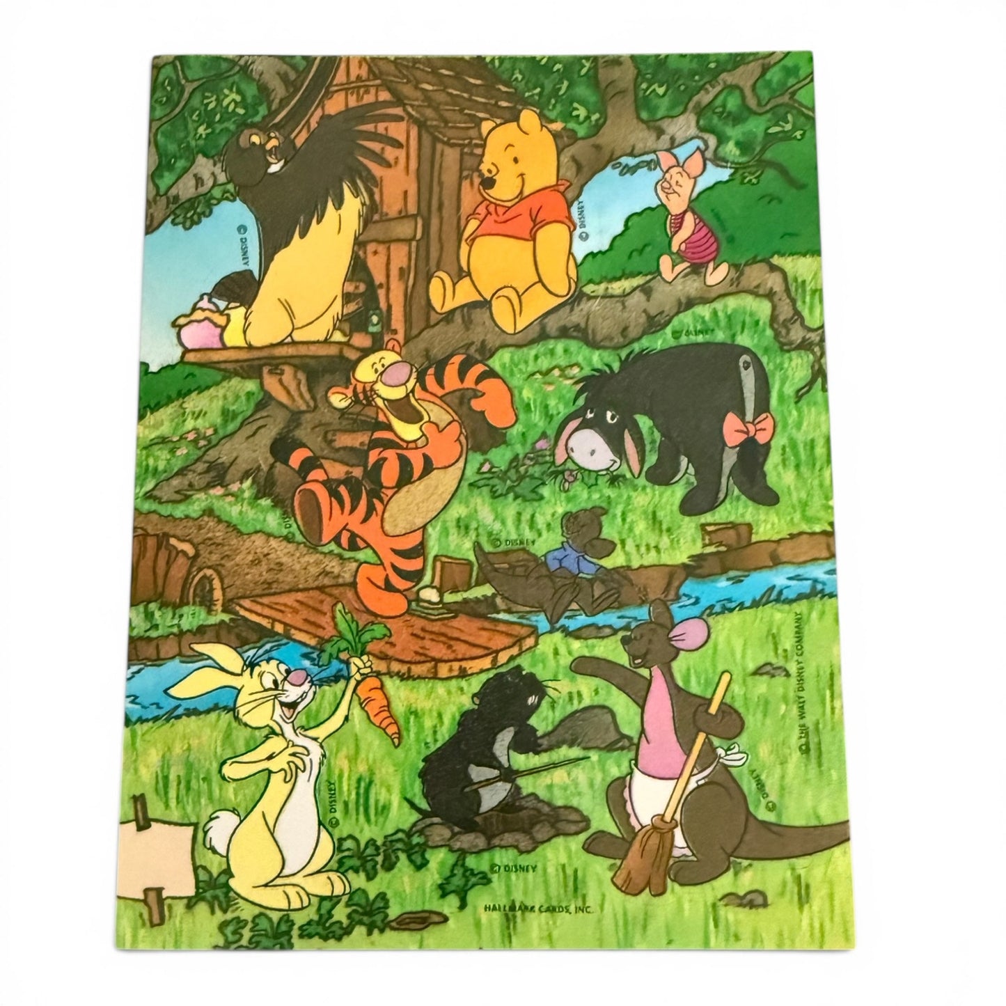 Cartoon scene with Winnie the Pooh and friends in a forest setting stickers