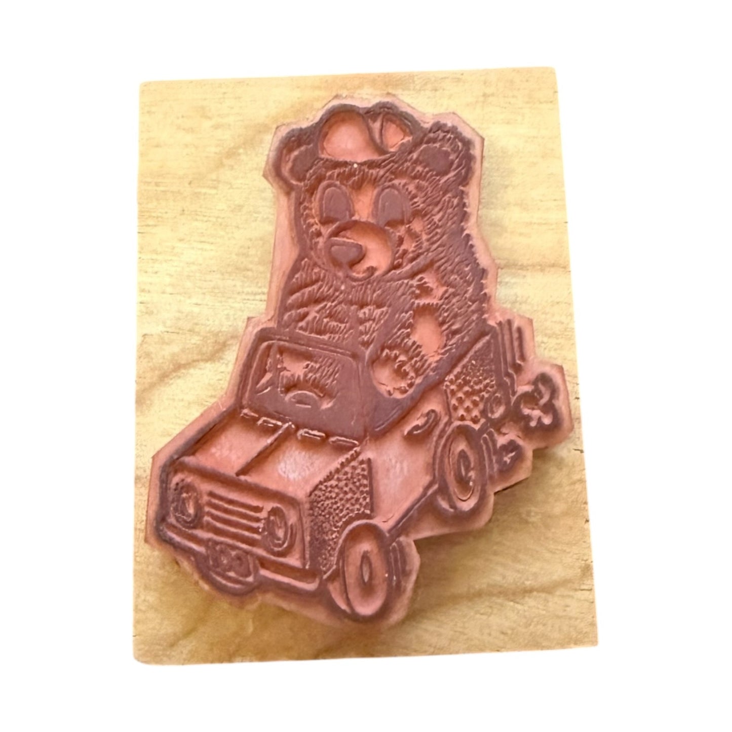 bear stamp on a wooden background