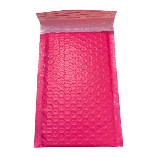 Pink bubble mailer on a white background