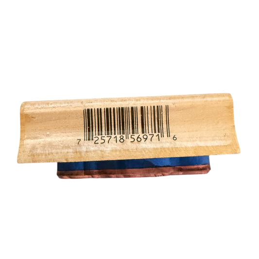 Wooden block with a barcode on a white background