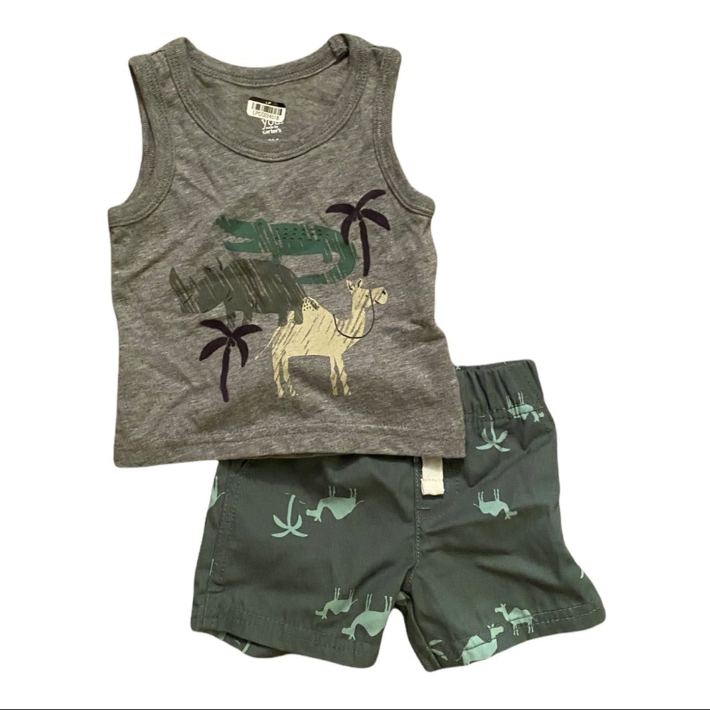 Children's tank top and shorts set with animal design on a white background