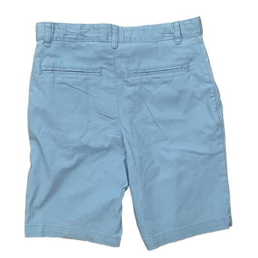 Back of blue shorts on a white background