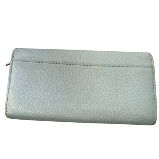 Back of Light blue wallet on a white background