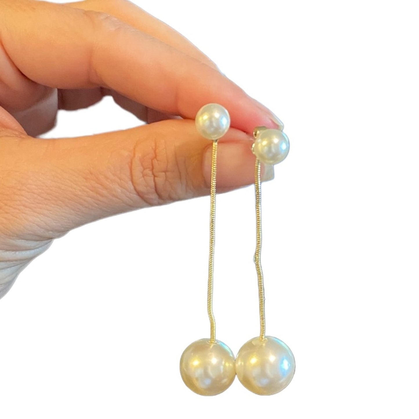Pearl drop earrings view 4
