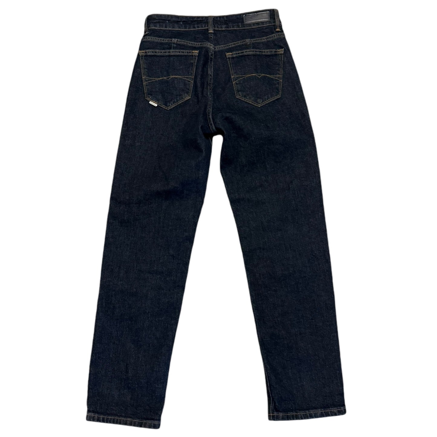 Dark blue jeans back on a white background
