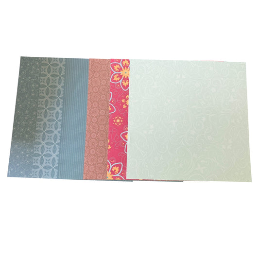 Set of 6 patterned paper sheets on a white background