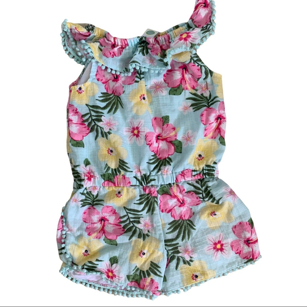 Little Me Cotton Blue Floral Romper Size 3T EUC