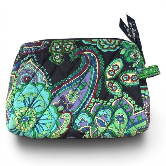 Colorful paisley patterned pouch on a white background