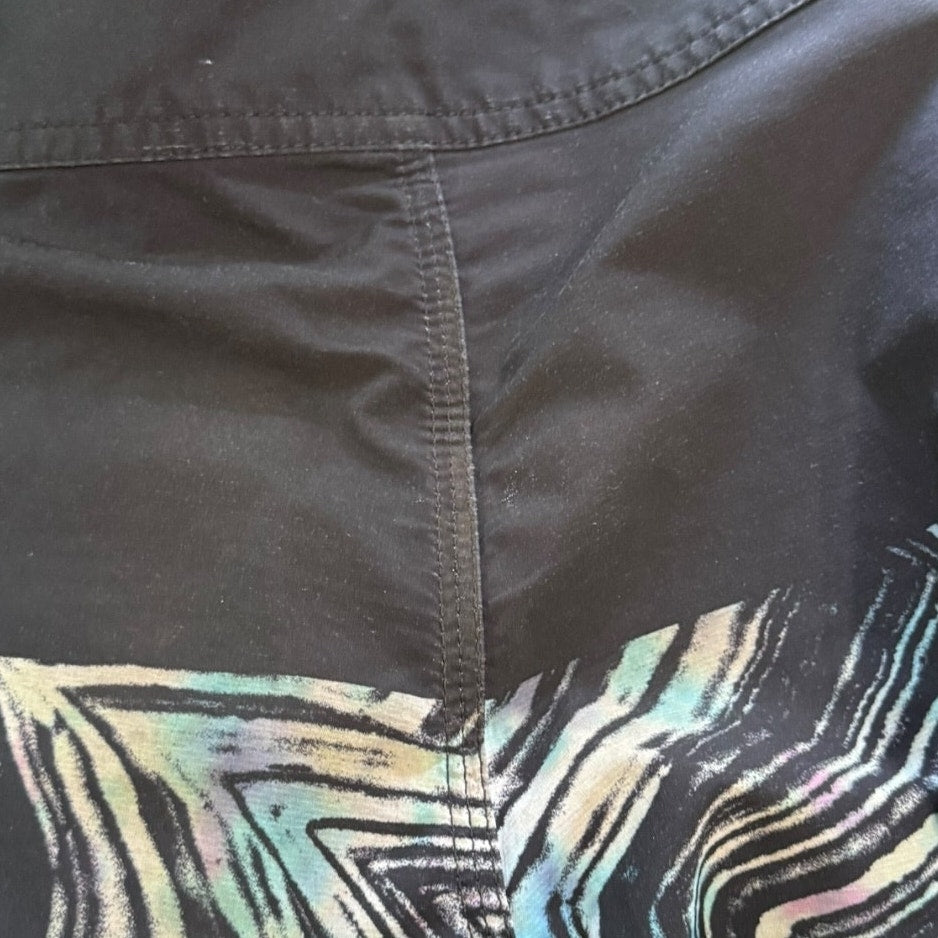 Close-up of a swim shorts showing light fading