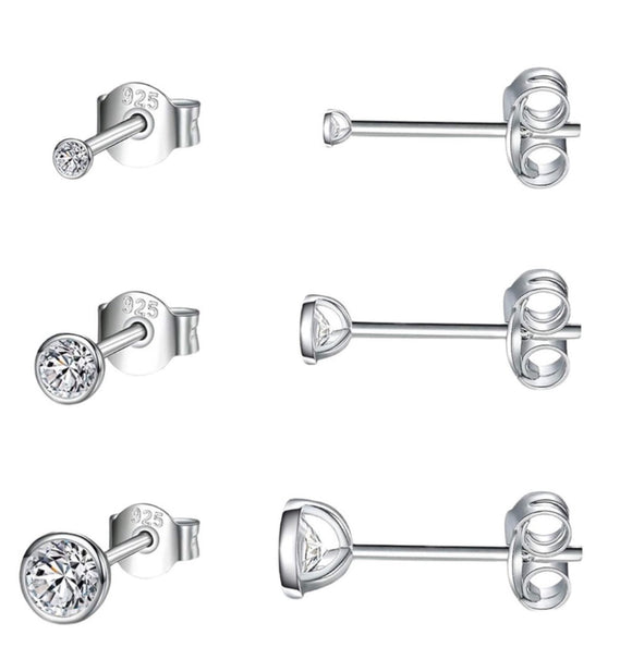 Sterling silver faux diamond stud earrings