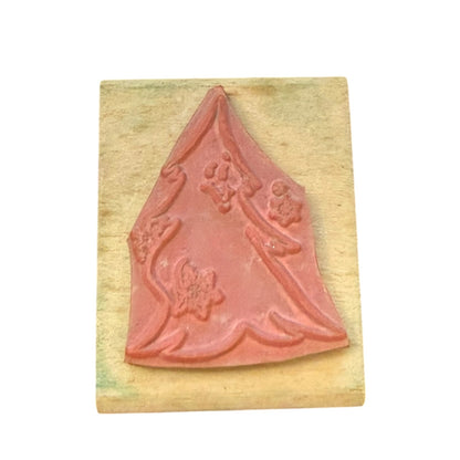 Stamp Affair Whimsical Christmas Tree With Snow Smiling Rubber Stamp