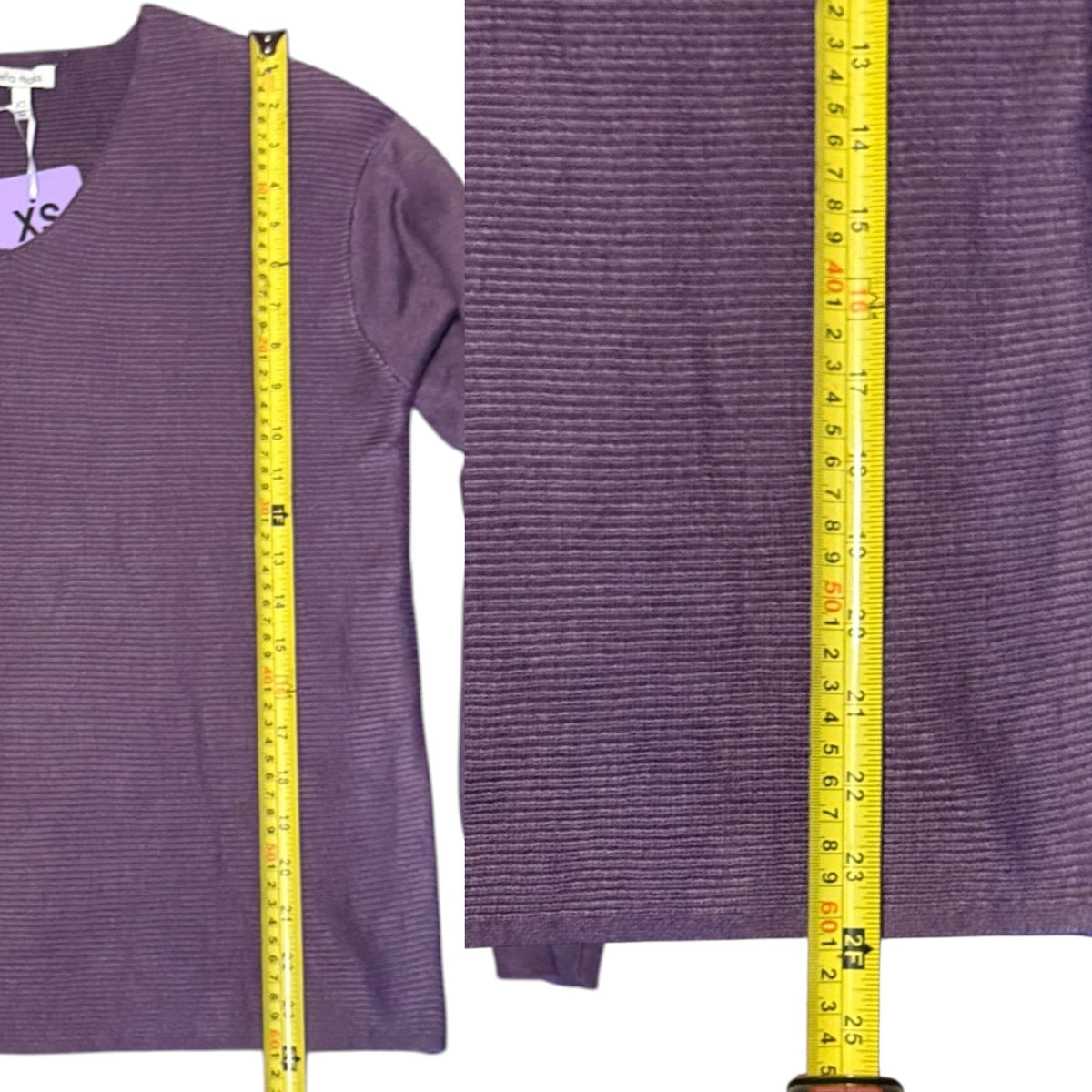 Ella Moss Purple Ribbed V Neck Long Sleeve Sweater Extra Small