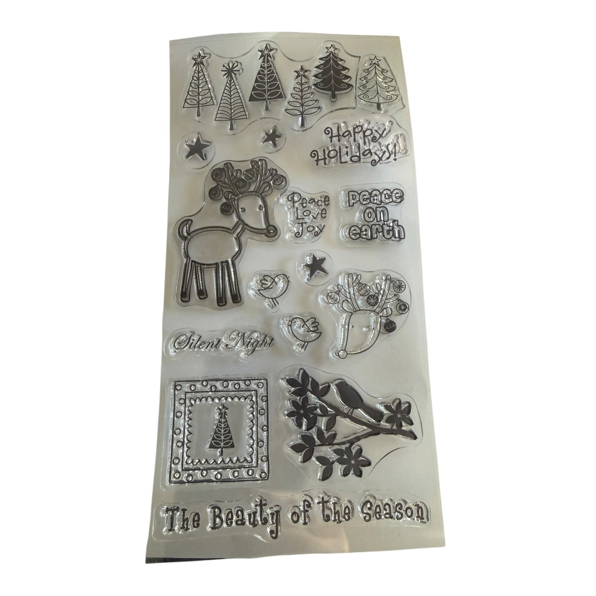 Hampton Art Seasonal Beauty Christmas Holiday SC0126 Slap Cling Rubber Stamps
