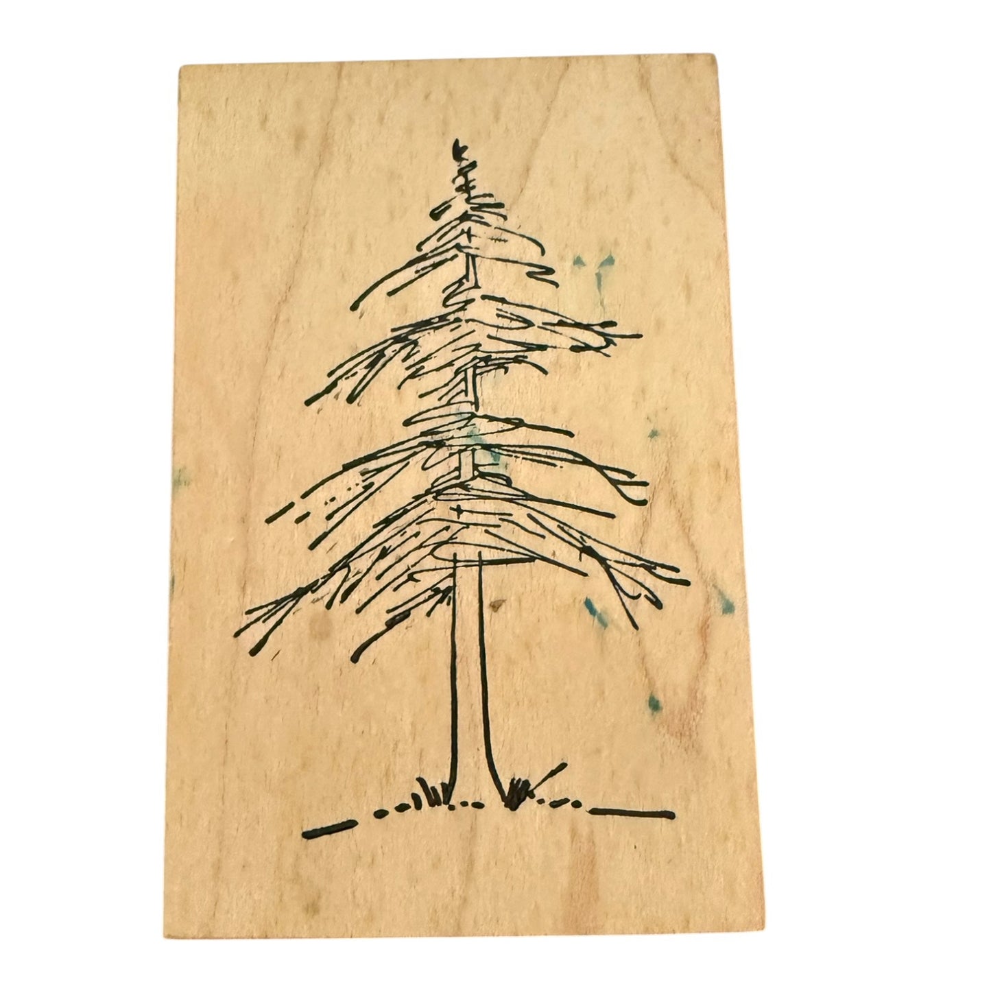 Rubber Soul Sketched Drawn Tall Pine Tree Rubber Stamp Crafting