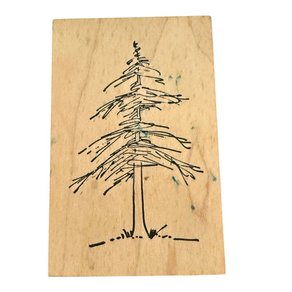 Rubber Soul Sketched Drawn Tall Pine Tree Rubber Stamp Crafting