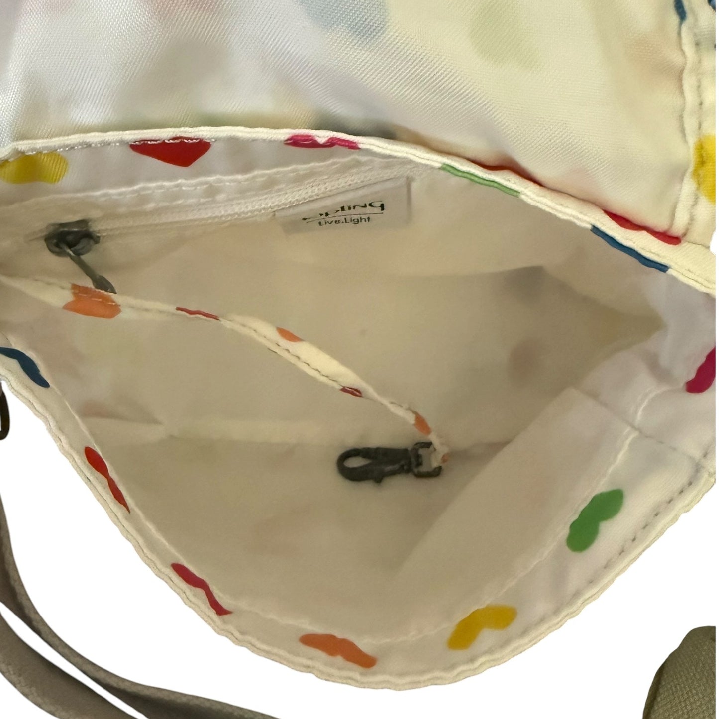 Kipling Sabian White Rainbow Multicolor Adjustable Crossbody Purse