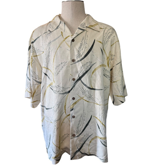 Tommy Bahama Silk Hawaiian Fond Leaf Button Front Shirt XL