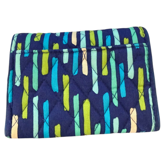 Vera Bradley Blue Green Striped Trifold Cotton Wallet EUC