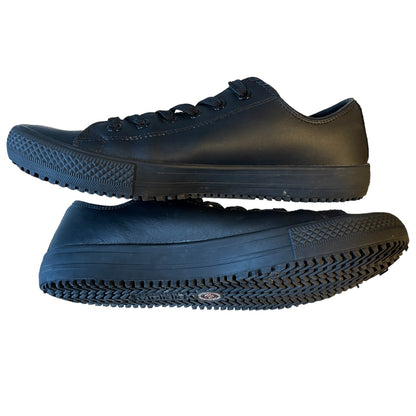 Skechers Work Black Leather Non Slip Relaxed Fit Shoes Size 9.5