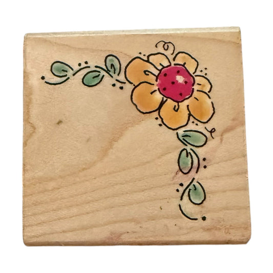 Penny Black 1622E Blooming Corner Flower Floral Vintage 1999 Rubber Stamp