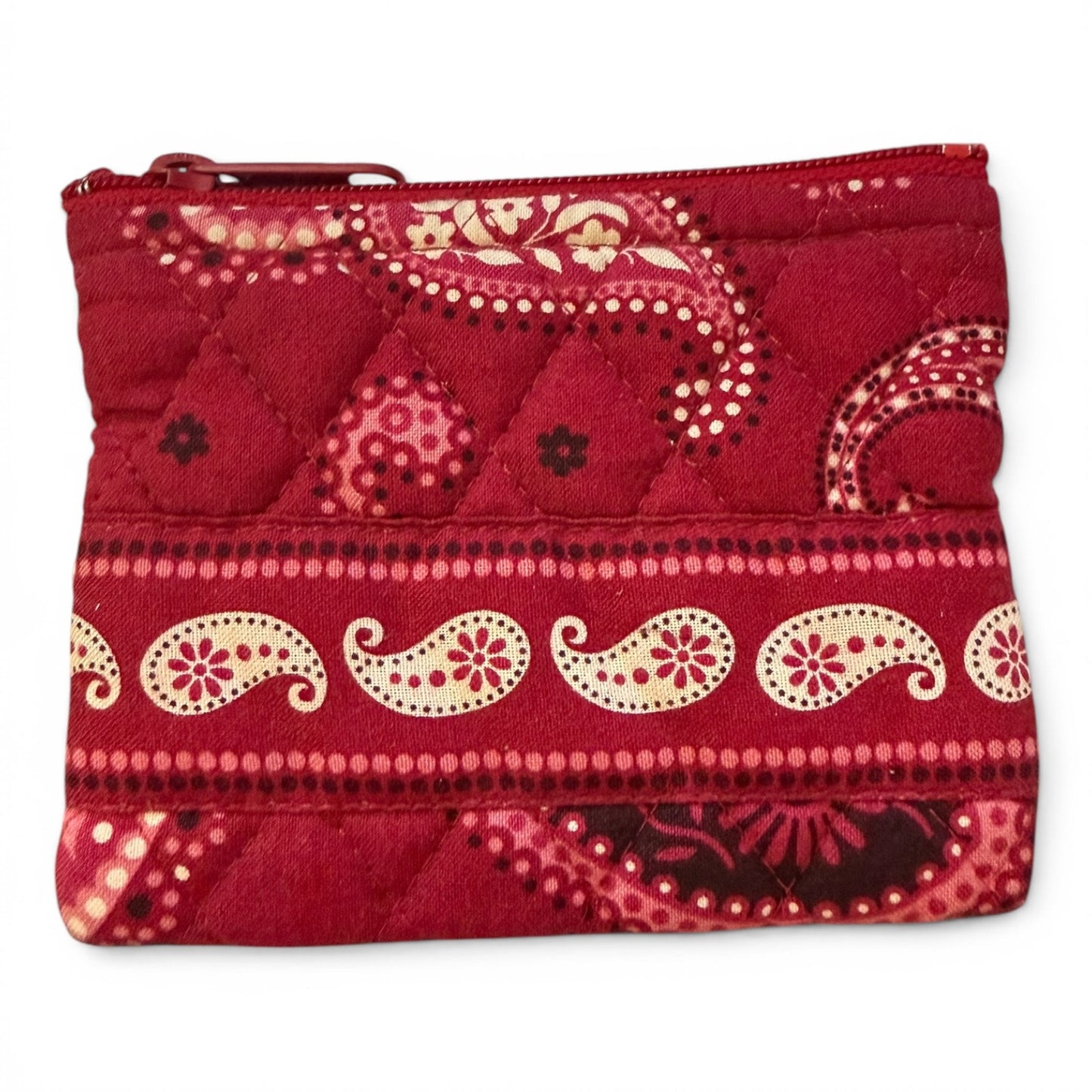 Vera Bradley Red Pink Paisley Zip Top Coin Pouch