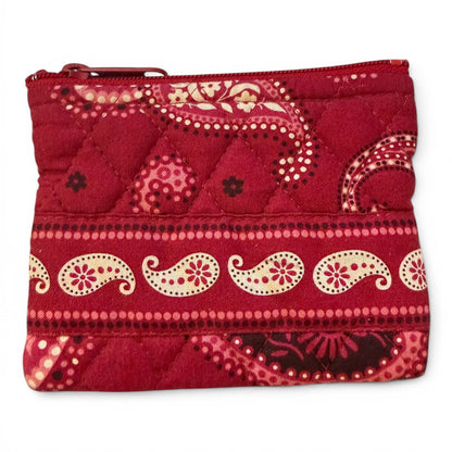 Vera Bradley Red Pink Paisley Zip Top Coin Pouch